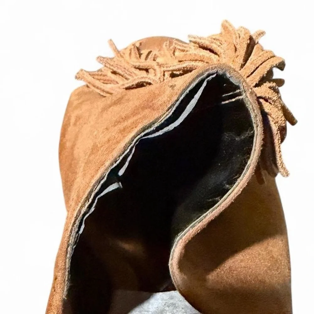 Carlos by Carlos Santana Tan Suede Platform Wedge Mules - Picture 4 of 4